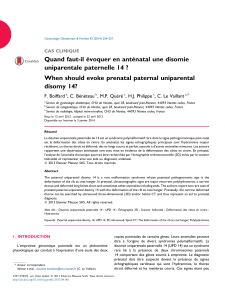 Diagnostic pr&eacute;natal de la disomie uniparentale paternelle 14 : Cas clinique