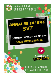 Annales du Bac SVT : &Eacute;nerg&eacute;tique 1er semestre (2021-2022)