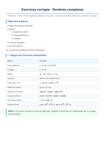 Exercices corrig&eacute;s : Nombres complexes