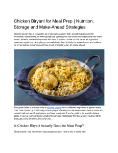 Chicken Biryani for Meal Prep: Nutrition & Storage