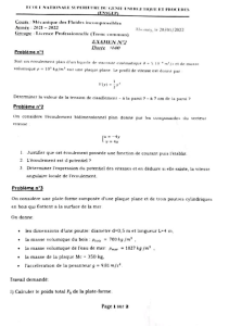 ENSGEP Incompressible Fluid Mechanics Exam No. 2