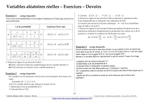 Exercices Variables Al&eacute;atoires R&eacute;elles Math Sp&eacute;cialit&eacute;s