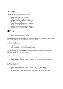Exercices de voix passive avec le verbe devoir
