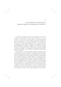 Le bon travail et le beau travail : jugement et reconnaissance des enseignants