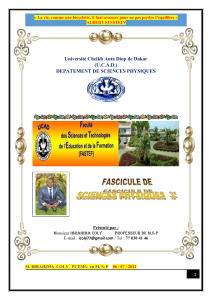 Fascicule de Sciences Physiques 3e : Physique et Chimie