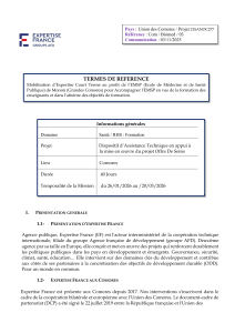 Terms de r&eacute;f&eacute;rence : Expertise court terme pour l'EMSP des Comores
