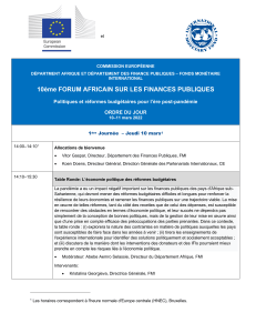 Agenda 10&egrave;me Forum Africain Finances Publiques Post-Pand&eacute;mie