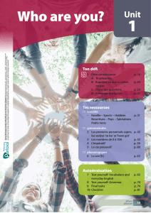 Who are you? Unit 1: French English Language Textbook