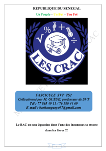 Fascicule SVT TS2 pour le BAC S&eacute;n&eacute;gal