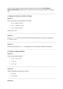Exercices de Calcul Int&eacute;gral et &Eacute;quations Diff&eacute;rentielles