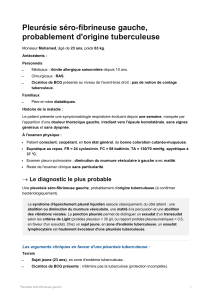 Pleur&eacute;sie s&eacute;ro-fibrineuse gauche : rapport de cas tuberculeux