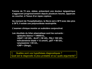 Cas Clinique: Chol&eacute;cystite Aigu&euml; Lithiasique Chez une Femme de 72 Ans