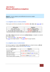 Phrases affirmatives et n&eacute;gatives en anglais