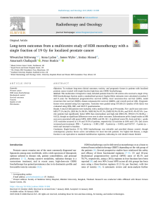 Long-term Outcomes of HDR Monotherapy for Prostate Cancer