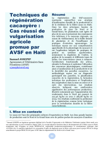 R&eacute;g&eacute;n&eacute;ration du cacao en Ha&iuml;ti, cas r&eacute;ussi de vulgarisation agricole. Samuel JOSEPH