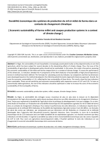 Durabilit&eacute; &eacute;conomique des syst&egrave;mes de production de mil et ni&eacute;b&eacute; &agrave; Karma