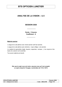 Examen BTS Opticien Lunetier Analyse de la Vision 2026
