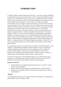 Effet du stress hydrique sur les vari&eacute;t&eacute;s de tomate au Tchad