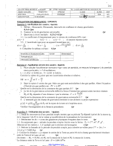 Examen de physique : &Eacute;valuation 01 pour la classe T.C-D (2024-2025)