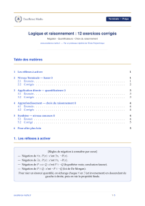 Logique et raisonnement : 12 exercices corrig&eacute;s pour Terminale Pr&eacute;pa