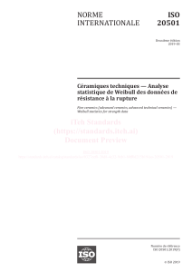 ISO 20501:2019 - Analyse Weibull des donn&eacute;es de r&eacute;sistance des c&eacute;ramiques techniques