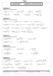 Chapitre 1 : Limites et continuit&eacute; - Exercices de math&eacute;matiques