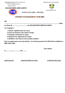 Contrat d'Engagement Scolaire - College Prive Agbe Lakota 2025-2026