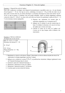 Exercices Chapitre 12 : Force de Laplace