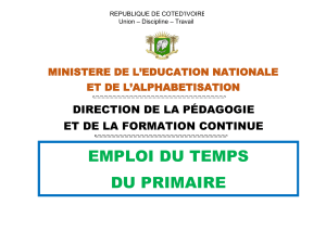 C&ocirc;te d'Ivoire Primary School Timetable