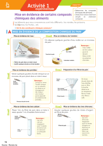 Activit&eacute; exp&eacute;rimentale : Composition chimique des aliments