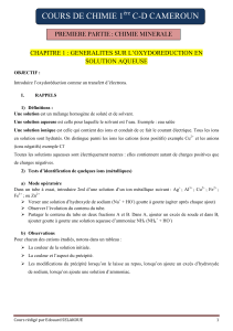 Cours de Chimie 1er D