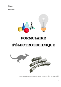 Formulaire d'&Eacute;lectrotechnique