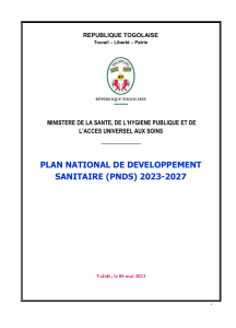Plan National de D&eacute;veloppement Sanitaire (PNDS) 2023-2027 - Togo