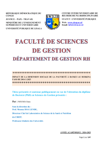 FACULT&Eacute; DE SCIENCES DE GESTION  ORIGINALE
