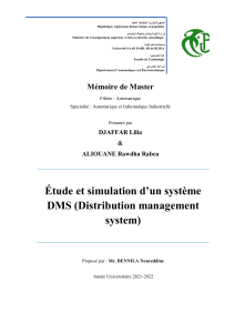 &Eacute;tude et simulation d'un syst&egrave;me DMS (Distribution management system)