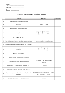 Course aux nombres - Les entiers