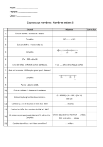 Feuille de travail : Nombres entiers B - Math&eacute;matiques &eacute;l&eacute;mentaires