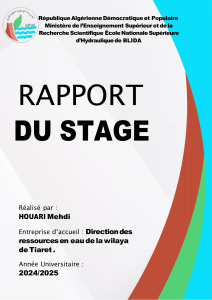 Rapport de stage : Gestion des ressources en eau &agrave; Tiaret, Alg&eacute;rie