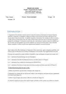 Projet de cours : Organisation de chantier