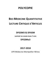 Polycopie Bio-M&eacute;decine Quantitative : Lecture Critique d'Articles