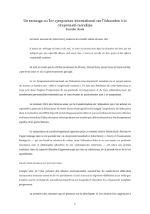 Message de Daisaku Ikeda sur l'&eacute;ducation &agrave; la citoyennet&eacute; mondiale