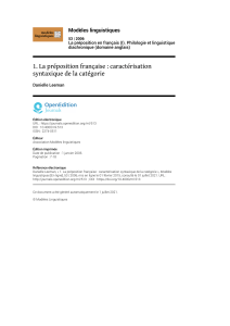 La pr&eacute;position fran&ccedil;aise : caract&eacute;risation syntaxique