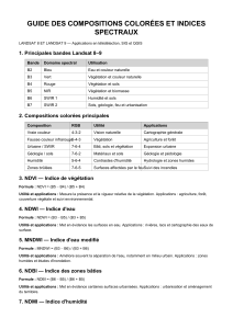 Guide des compositions color&eacute;es et indices spectraux Landsat 8-9