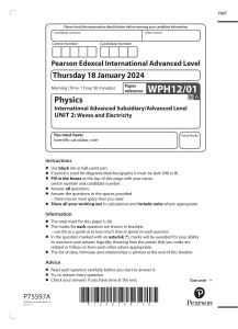 Edexcel Physics Unit 2 Exam Paper 2024