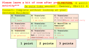 French Language Learning Worksheet: Personality & Self-Description