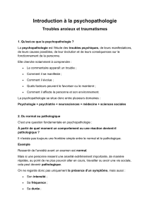 Introduction &agrave; la psychopathologie : Troubles anxieux et traumatismes