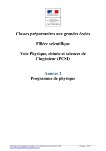 Programme de physique PCSI - Annexe 2