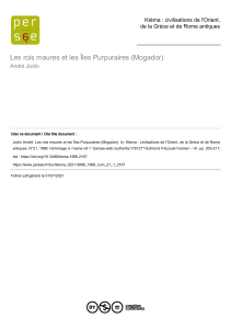 Rois maures et &Icirc;les Purpuraires (Mogador) : arch&eacute;ologie antique