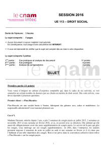 Examen Droit Social UE 113 2016