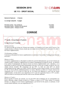 Corrig&eacute; UE 113 Droit Social 2018